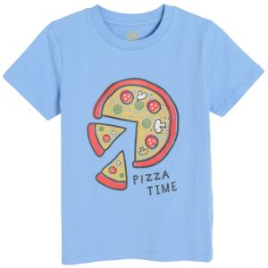 Tričko krátký rukáv s pizzou- modré - 92 LIGHT GREY COOL CLUB