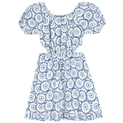Dívčí šaty s průstřihy a krátkým rukávem- modré - 134 CREAMY COOL CLUB