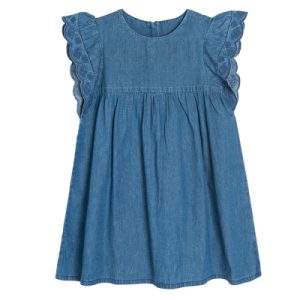 Džínové šaty s krátkým rukávem- modré - 98 DENIM COOL CLUB
