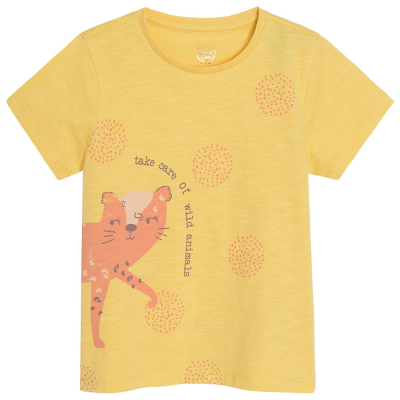 Tričko s krátkým rukávem a potiskem- žluté - 92 YELLOW COOL CLUB