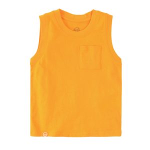 Bavlněné tílko s náprsní kapsičkou- oranžové - 92 ORANGE COOL CLUB