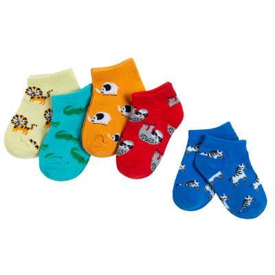 Kotníkové ponožky se zvířátky 5 ks- více barev - 22_24 MIX COOL CLUB